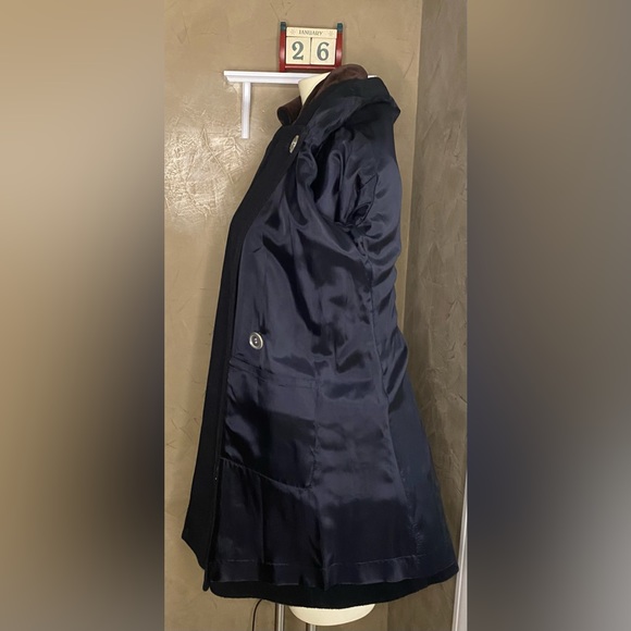 Holly Deb Vintage WOOL Blend Women Coat Black Double Breasted in Military Style - Picture 12 of 16